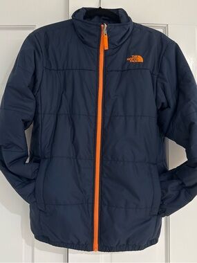 The North Face navy jacket with orange trim/logo (can be zipped into NF shell)